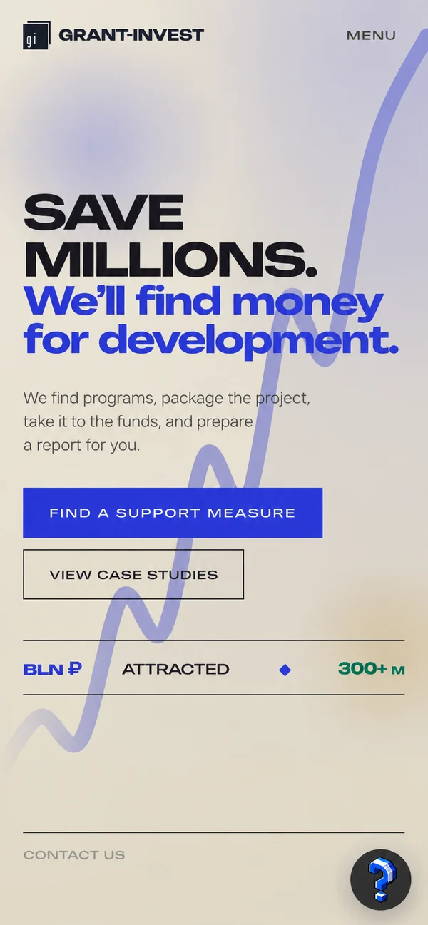 The mobile version of grant-invest.ru in English